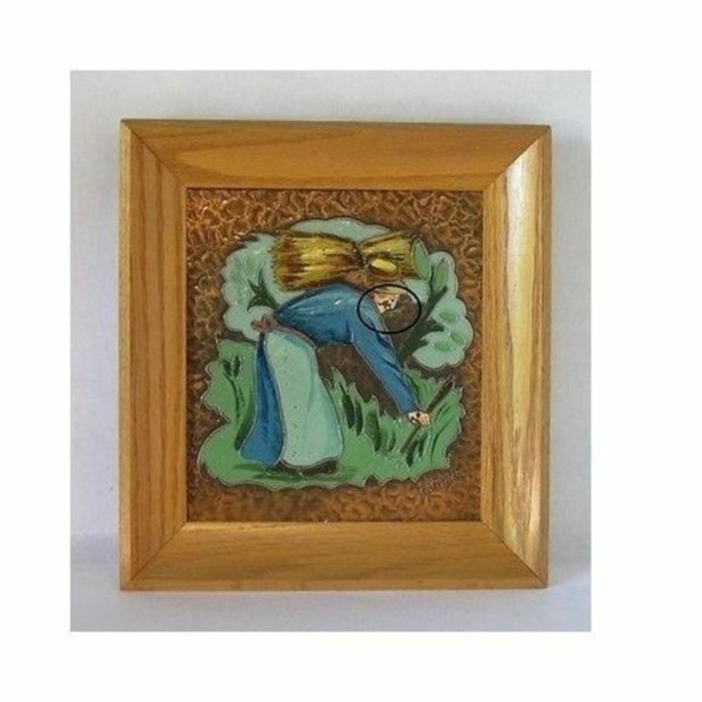 2 Albert Gilles Arts Craft Hammered Copper Plaques